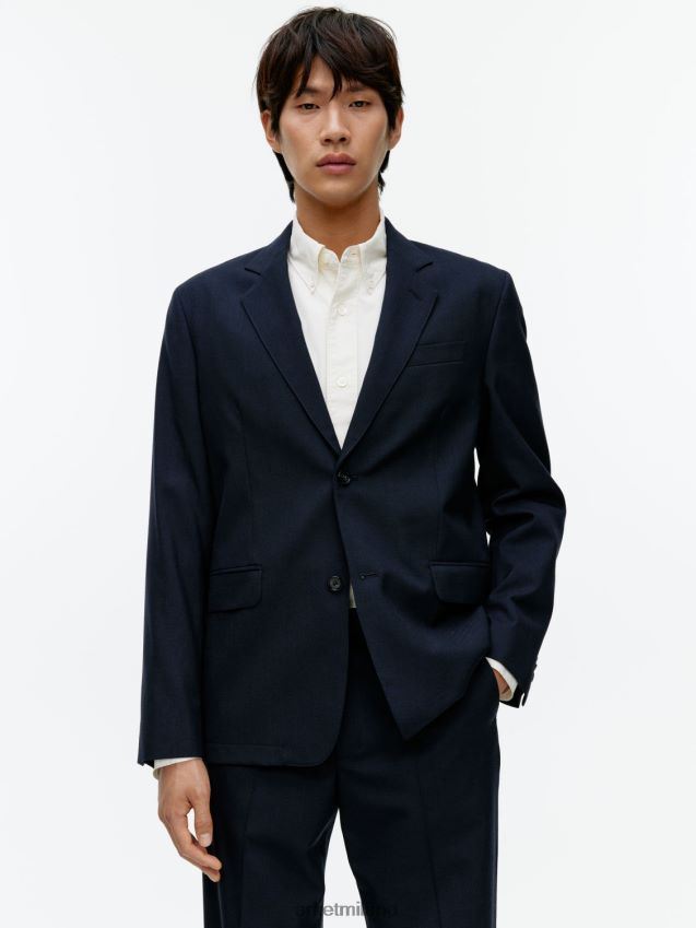 vestiario esso ARKET uomini blazer moderno in hopsack blu scuro 6F0F6L1150