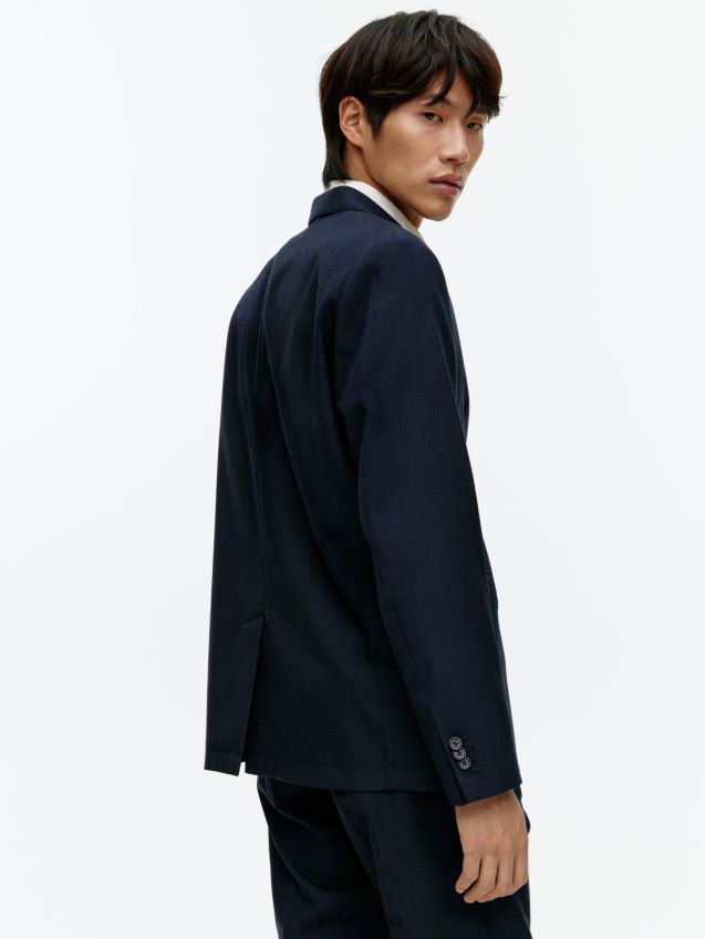 vestiario esso ARKET uomini blazer moderno in hopsack blu scuro 6F0F6L1150
