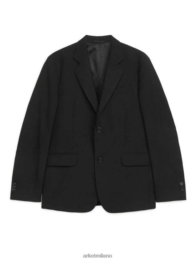 vestiario esso ARKET uomini blazer moderno in hopsack nero 6F0F6L1151