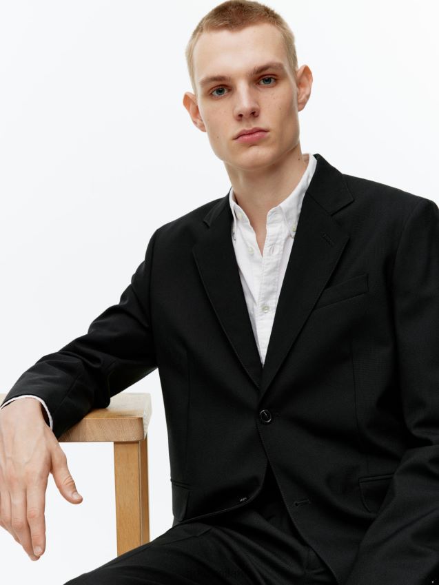 vestiario esso ARKET uomini blazer moderno in hopsack nero 6F0F6L1151