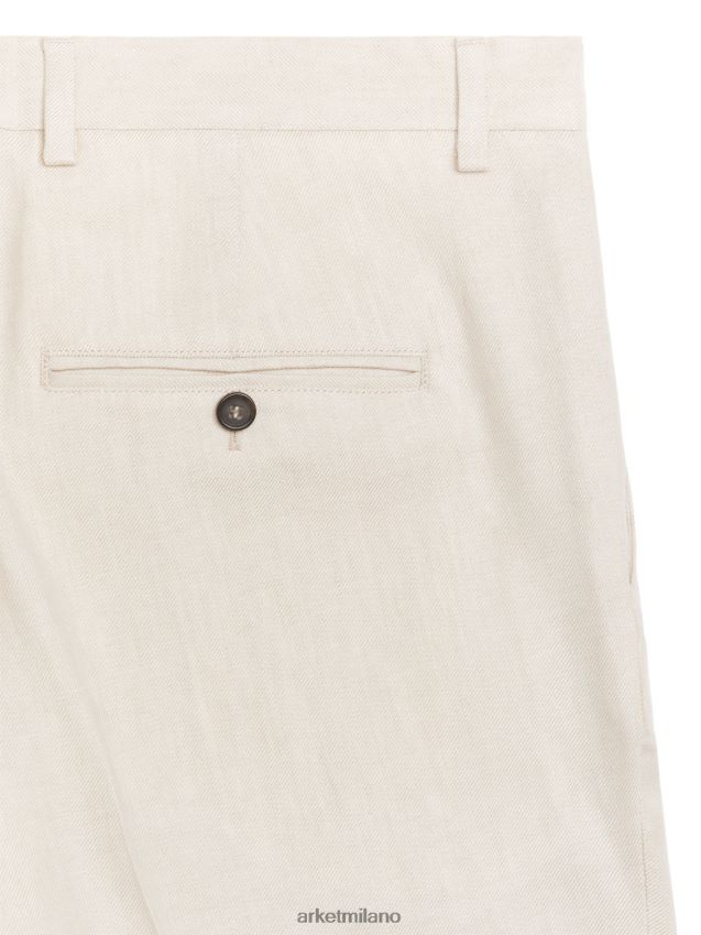 vestiario esso ARKET uomini pantaloni slim in canapa-cotone beige chiaro 6F0F6L1074
