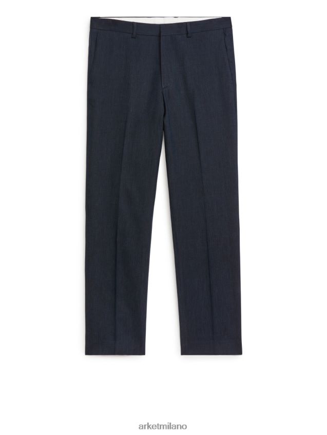 vestiario esso ARKET uomini pantaloni slim in canapa-cotone blu scuro 6F0F6L1073