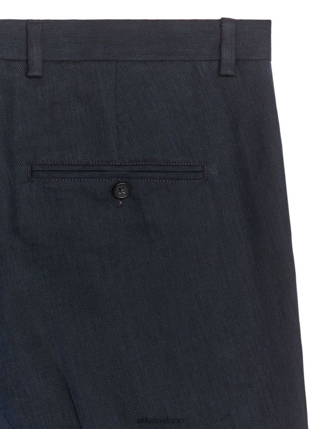 vestiario esso ARKET uomini pantaloni slim in canapa-cotone blu scuro 6F0F6L1073
