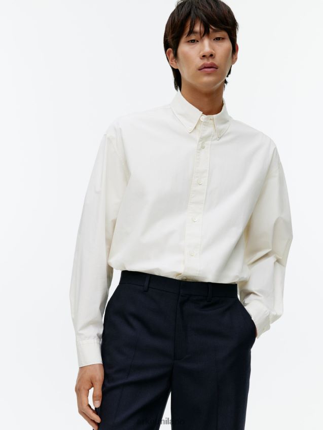 vestiario esso ARKET uomini pantaloni slim in hopsack di lana blu scuro 6F0F6L1075