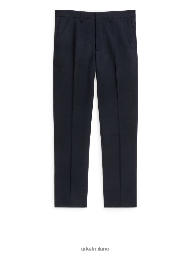 vestiario esso ARKET uomini pantaloni slim in hopsack di lana blu scuro 6F0F6L1075