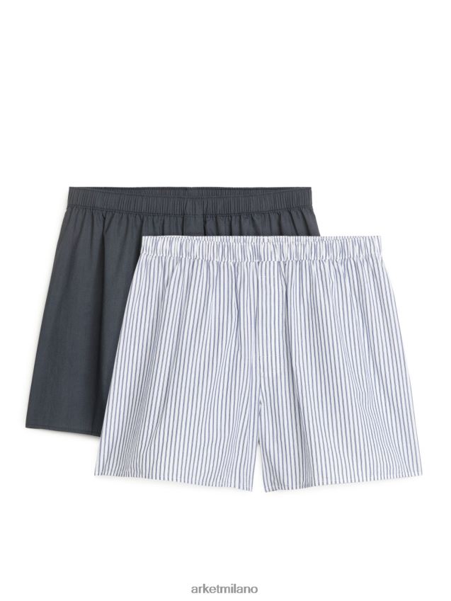 vestiario esso ARKET uomini boxer in cotone intrecciato, set da 2 blu scuro/righe 6F0F6L1232