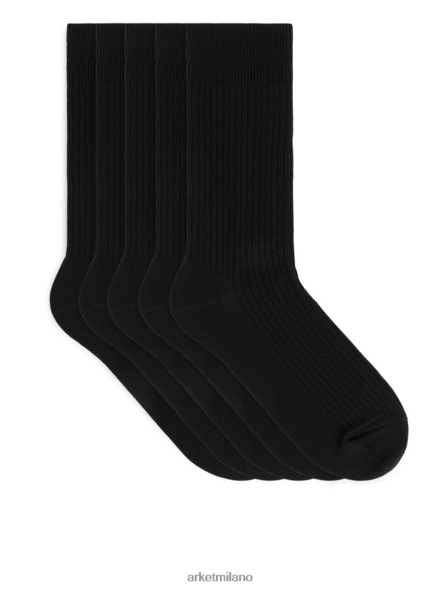 vestiario esso ARKET uomini Calzini in costina di cotone supima 5 paia nero 6F0F6L1248