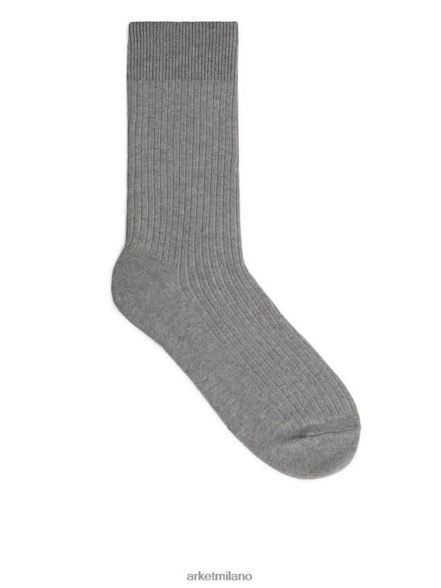 vestiario esso ARKET uomini Calzini in costina di cotone supima grigio melange 6F0F6L1243