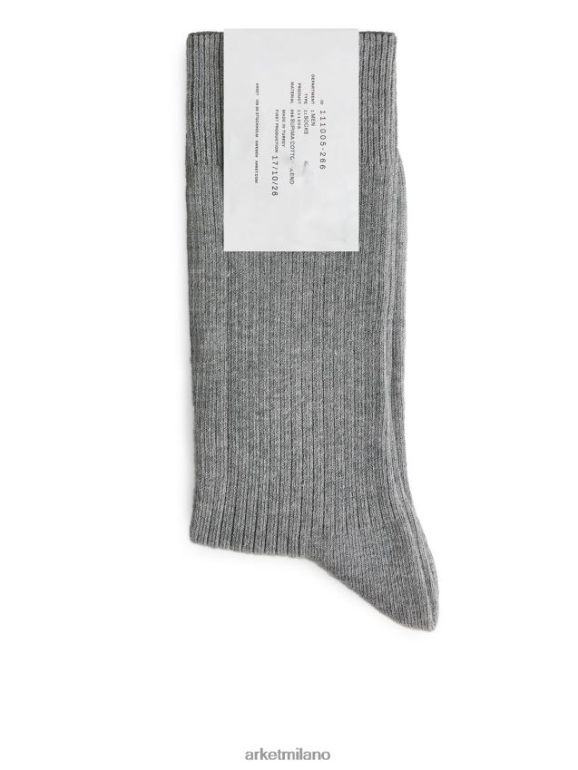 vestiario esso ARKET uomini Calzini in costina di cotone supima grigio melange 6F0F6L1243