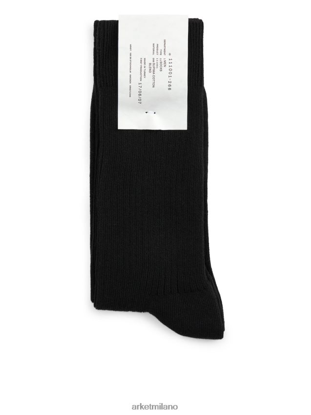 vestiario esso ARKET uomini Calzini in costina di cotone supima nero 6F0F6L1241