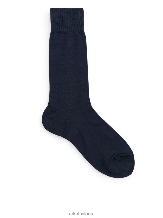 vestiario esso ARKET uomini Calzini in cotone mercerizzato tinta unita blu 6F0F6L1238