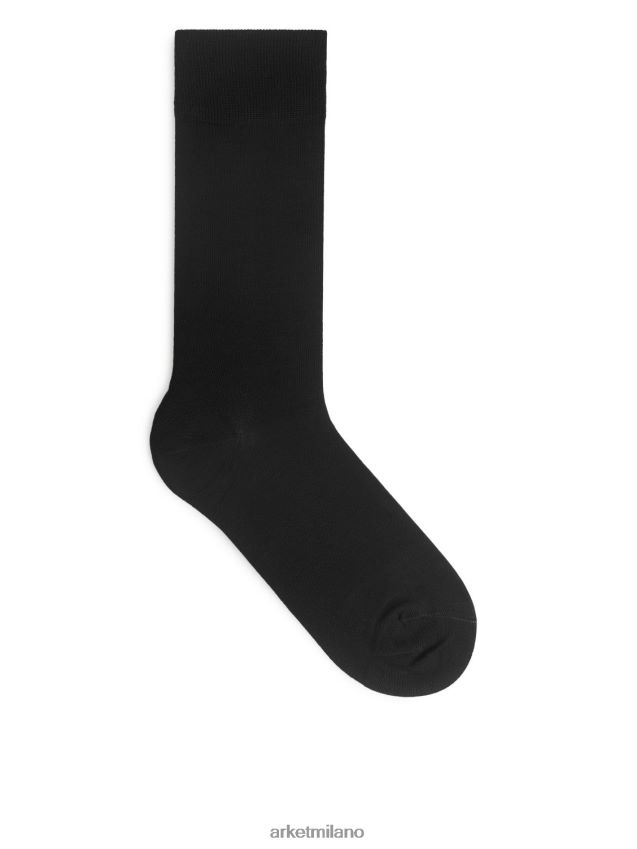 vestiario esso ARKET uomini Calzini in cotone mercerizzato tinta unita nero 6F0F6L1237