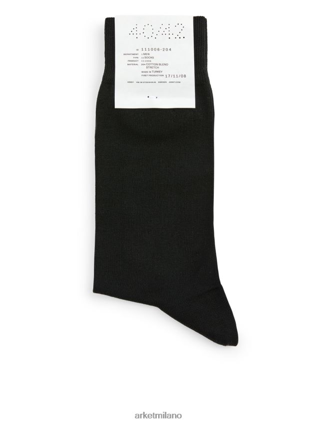 vestiario esso ARKET uomini Calzini in cotone mercerizzato tinta unita nero 6F0F6L1237