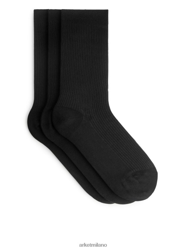 vestiario esso ARKET uomini calzini in costina di cotone nero 6F0F6L578