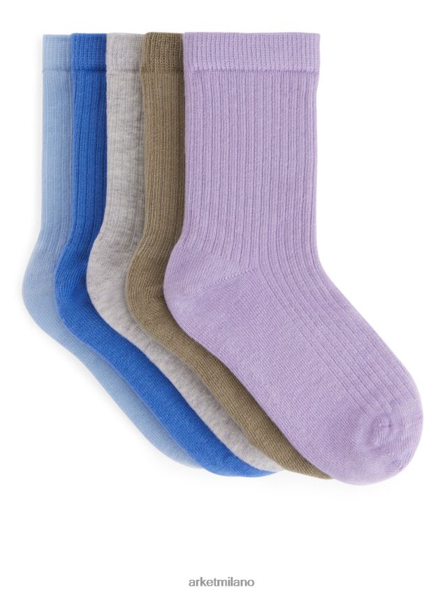 vestiario esso ARKET uomini calzini in maglia a coste blu/lilla/kaki/grigio 6F0F6L1603