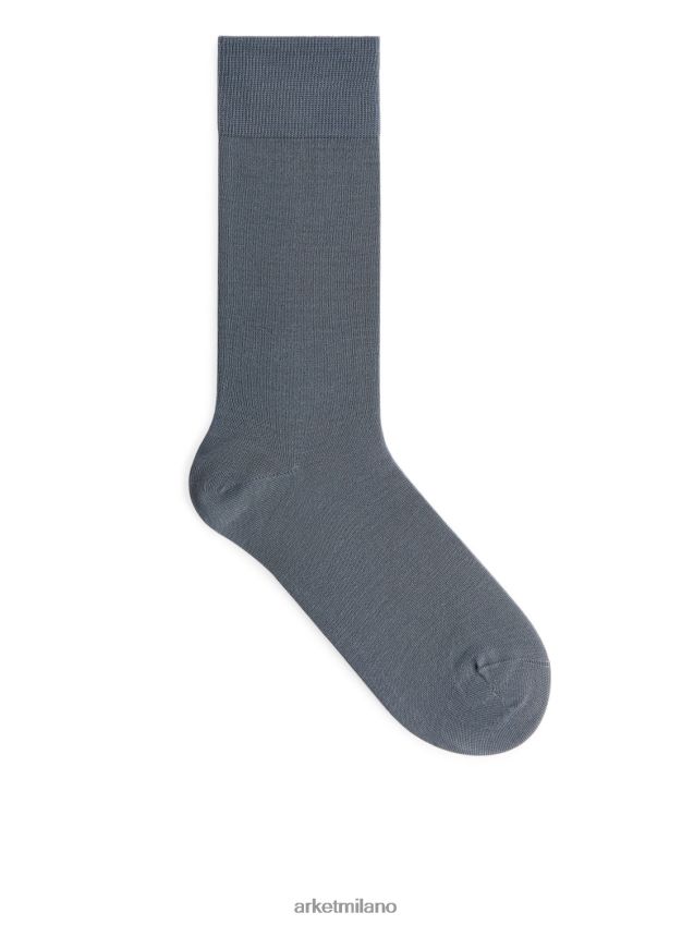 vestiario esso ARKET uomini calzini semplici in cotone mercerizzato blu 6F0F6L1246
