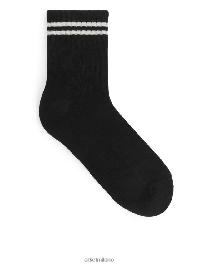 vestiario esso ARKET uomini calzini sportivi a coste nero/bianco sporco 6F0F6L1236