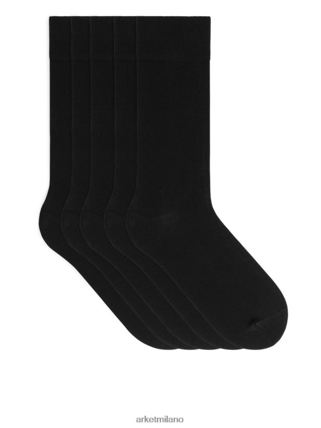 vestiario esso ARKET uomini calzini tinta unita in cotone supima 5 paia nero 6F0F6L1249