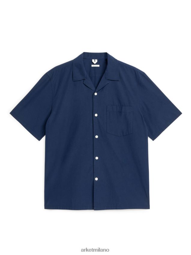 vestiario esso ARKET uomini camicia del resort blu scuro 6F0F6L929