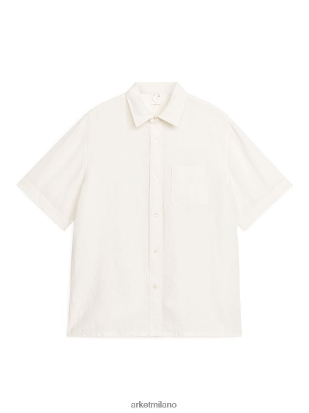 vestiario esso ARKET uomini camicia di lino a maniche corte bianco 6F0F6L932
