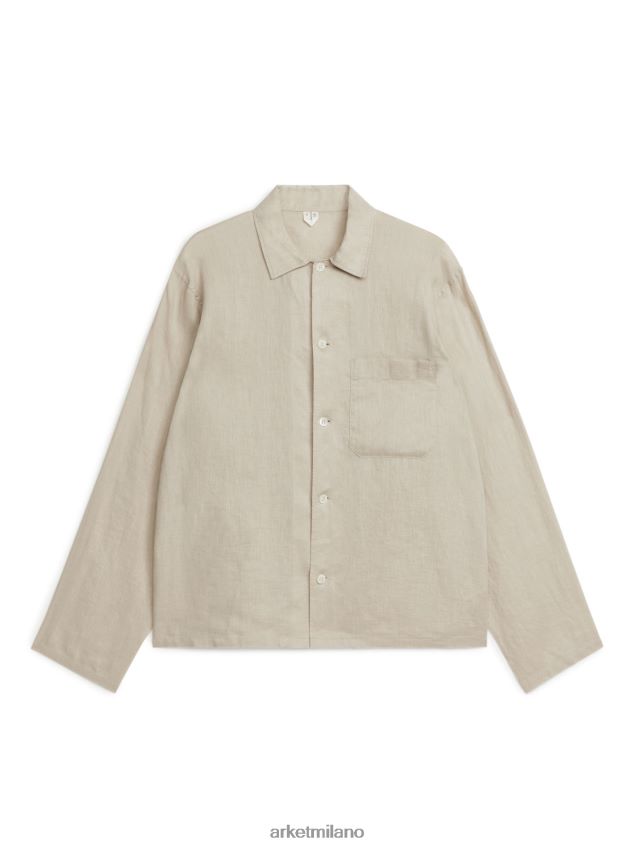 vestiario esso ARKET uomini camicia di lino beige 6F0F6L948