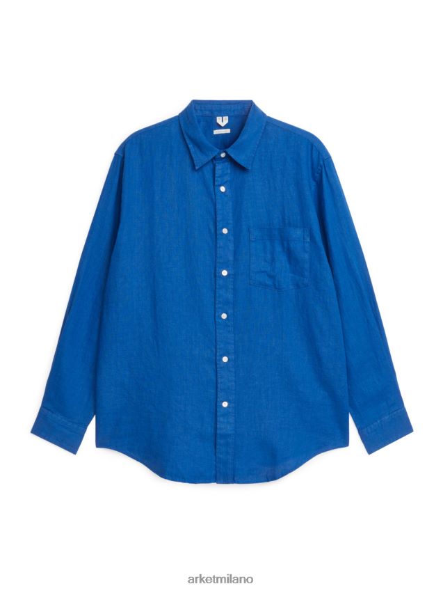vestiario esso ARKET uomini camicia di lino dalla vestibilità comoda blu 6F0F6L939
