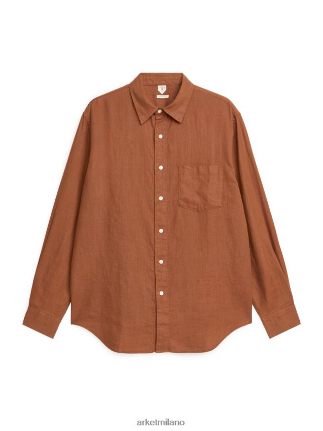 vestiario esso ARKET uomini camicia di lino dalla vestibilità comoda marrone 6F0F6L943
