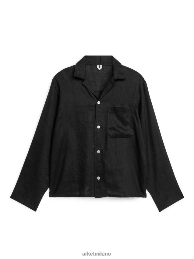 vestiario esso ARKET uomini camicia di lino nero 6F0F6L947