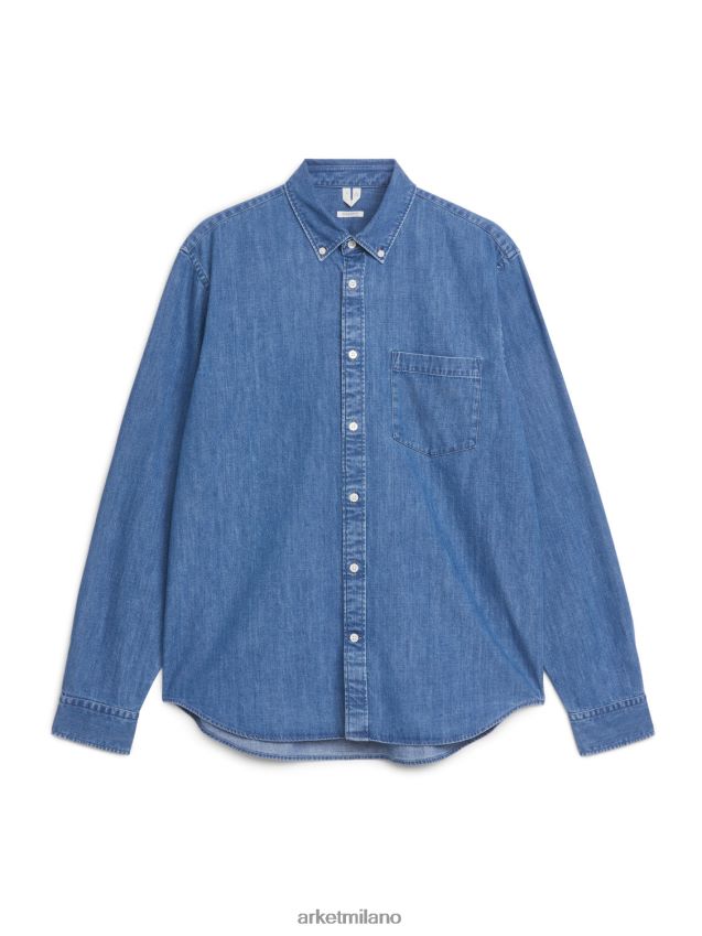 vestiario esso ARKET uomini camicia in chambray con bottoni blu 6F0F6L959