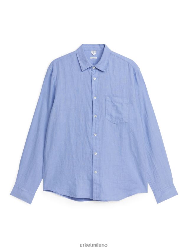 vestiario esso ARKET uomini camicia in lino dalla vestibilità regolare azzurro 6F0F6L938
