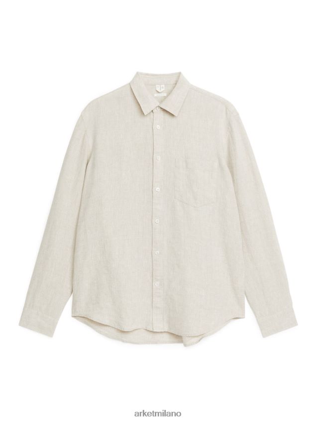 vestiario esso ARKET uomini camicia in lino dalla vestibilità regolare beige 6F0F6L946
