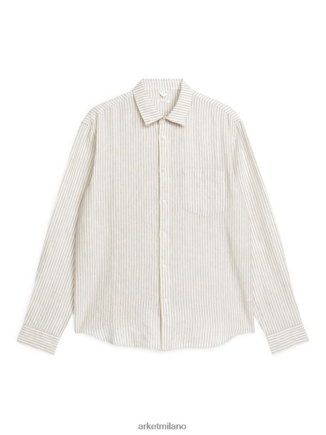 vestiario esso ARKET uomini camicia in lino dalla vestibilità regolare beige/bianco 6F0F6L941