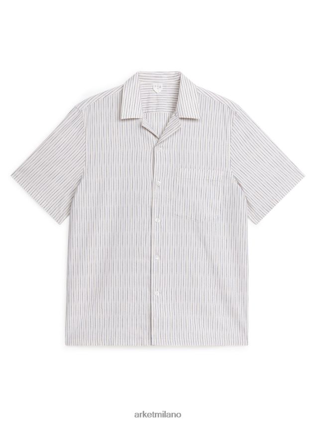vestiario esso ARKET uomini camicia in popeline leggero bianco blu 6F0F6L927