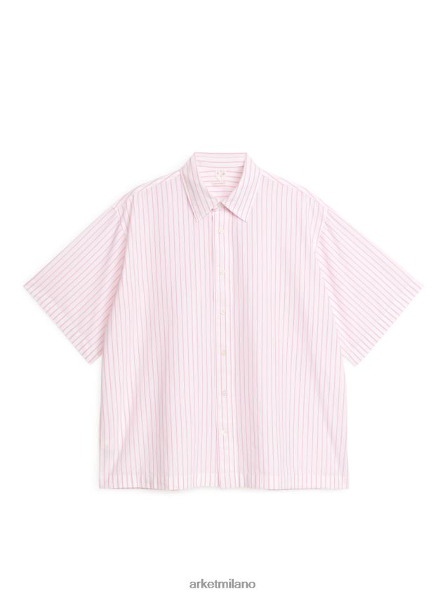 vestiario esso ARKET uomini camicia oversize in popeline bianco/rosa 6F0F6L951