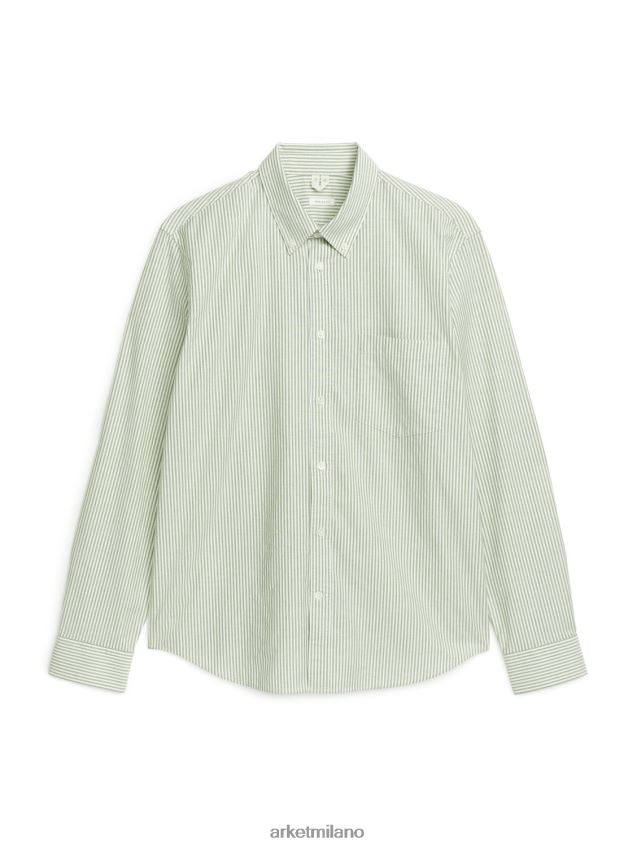 vestiario esso ARKET uomini camicia oxford verde/striato 6F0F6L972