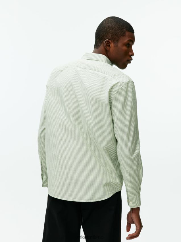 vestiario esso ARKET uomini camicia oxford verde/striato 6F0F6L972