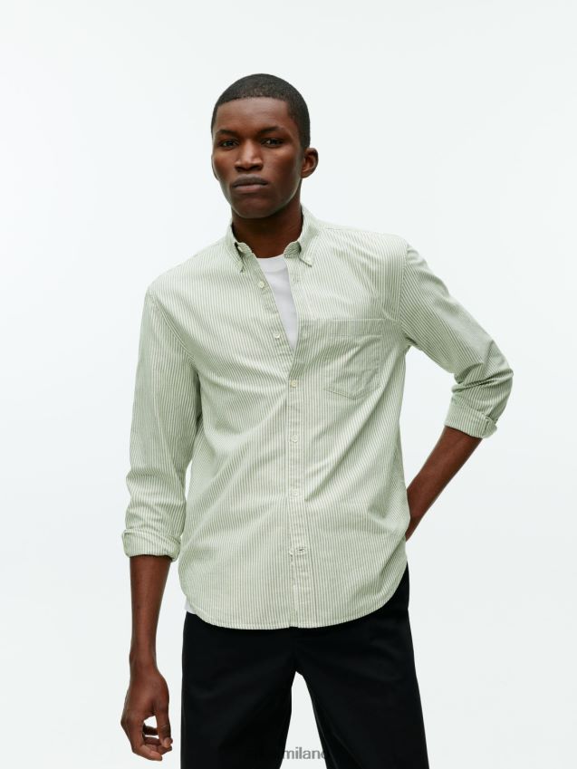 vestiario esso ARKET uomini camicia oxford verde/striato 6F0F6L972