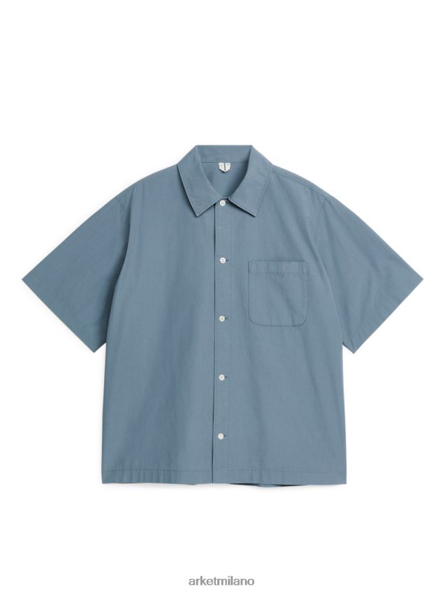 vestiario esso ARKET uomini camicia tinta in capo blu 6F0F6L952