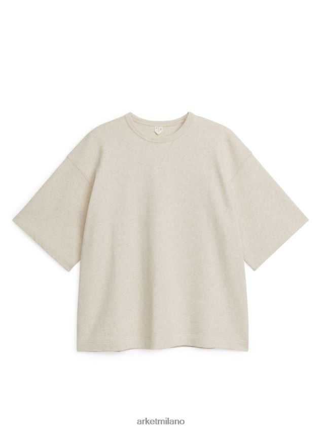 vestiario esso ARKET uomini felpa a maniche corte beige 6F0F6L1020