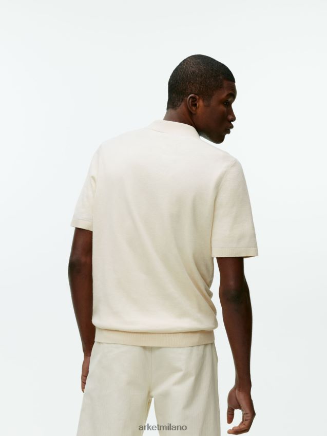 vestiario esso ARKET uomini polo in lino e cotone bianco 6F0F6L983