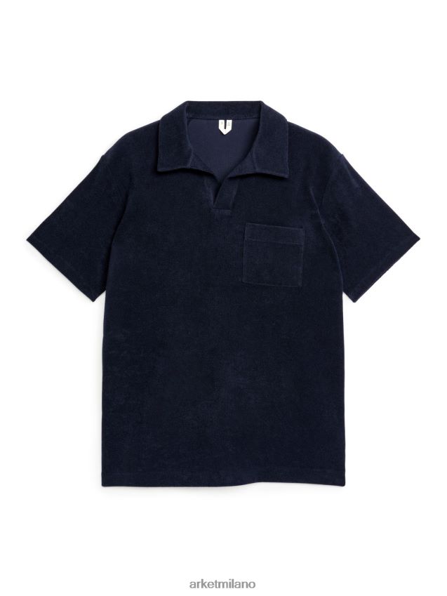 vestiario esso ARKET uomini polo in spugna di cotone blu scuro 6F0F6L981