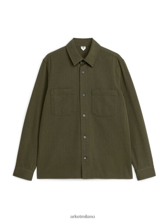 vestiario esso ARKET uomini sovracamicia in twill di cotone verde 6F0F6L968