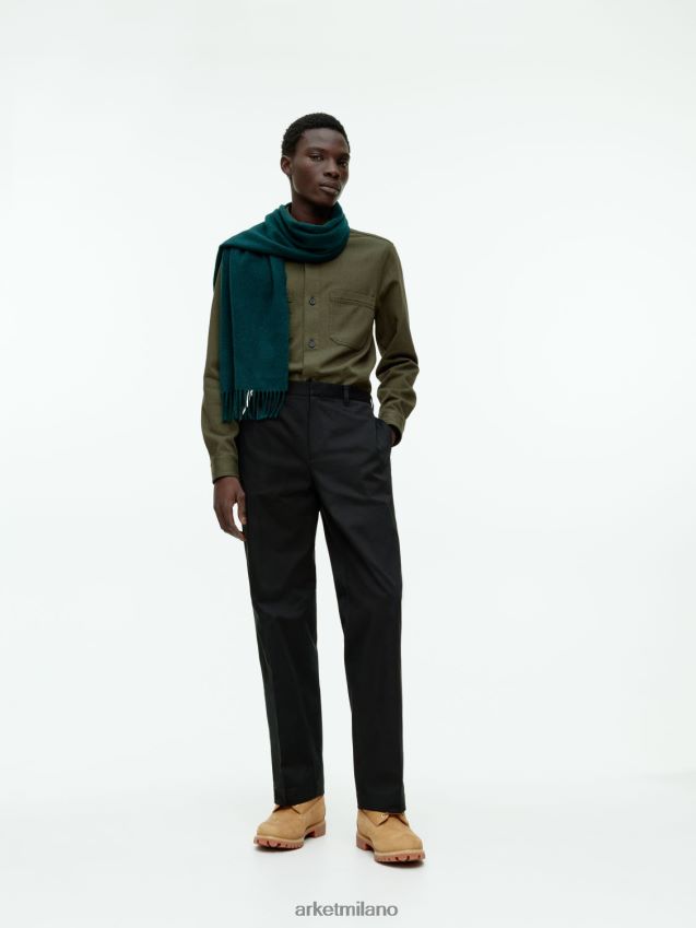 vestiario esso ARKET uomini sovracamicia in twill di cotone verde 6F0F6L968