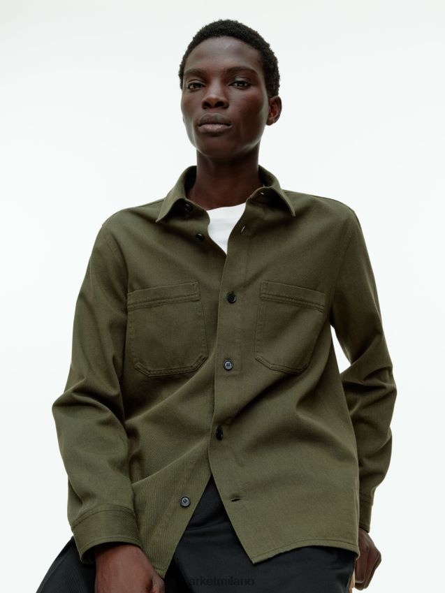 vestiario esso ARKET uomini sovracamicia in twill di cotone verde 6F0F6L968