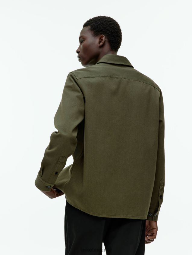 vestiario esso ARKET uomini sovracamicia in twill di cotone verde 6F0F6L968