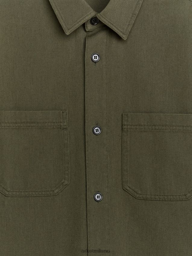 vestiario esso ARKET uomini sovracamicia in twill di cotone verde 6F0F6L968
