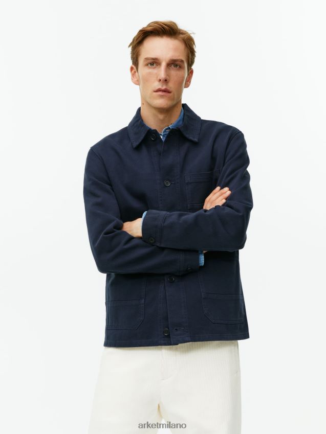 vestiario esso ARKET uomini sovracamicia in twill sovratinto blu scuro 6F0F6L965