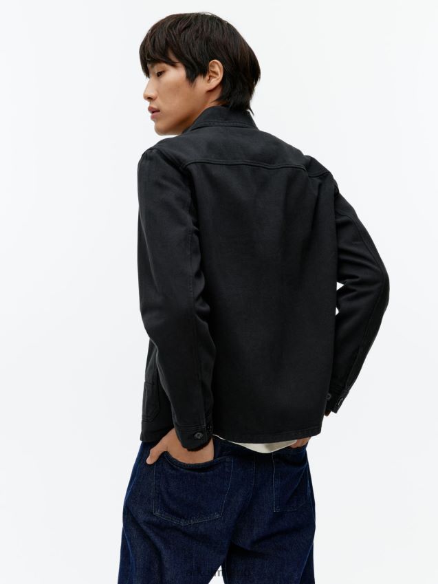 vestiario esso ARKET uomini sovracamicia in twill sovratinto nero 6F0F6L955