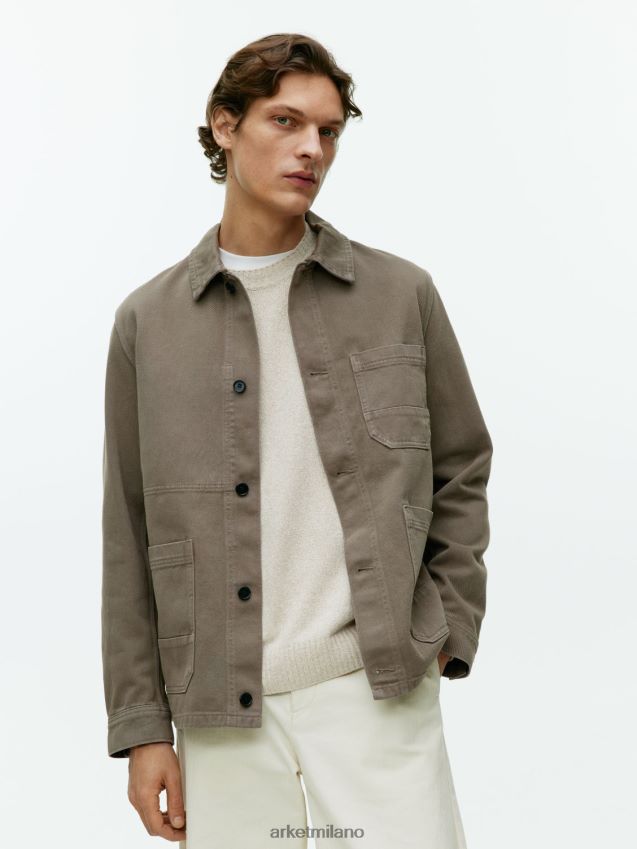vestiario esso ARKET uomini sovracamicia in twill sovratinto verde kaki 6F0F6L964
