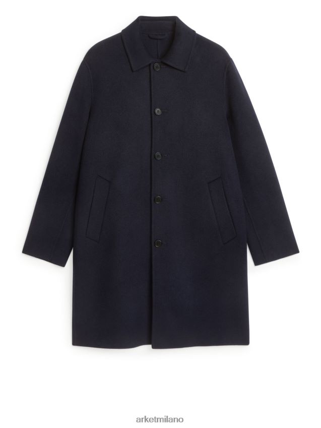 vestiario esso ARKET uomini Cappotto in misto lana double blu scuro 6F0F6L1161